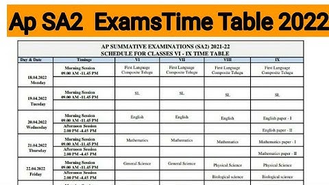 Ap SA2 Exams  2022 schedule Relesed || Ap SA2 Exams Timetable || Ap SA2 Exams Latest News