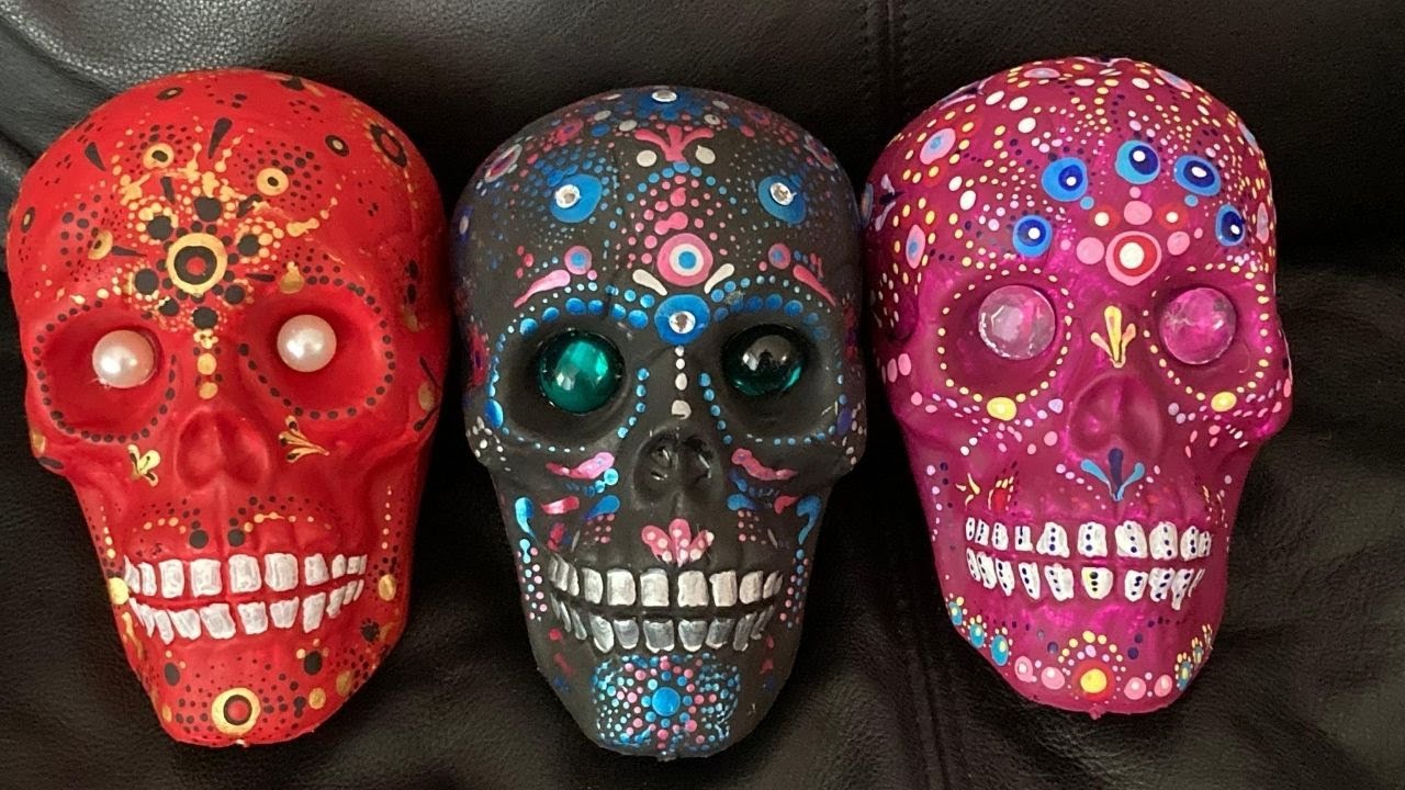 DIY Dollar Tree Halloween Skull,  Day of the Dead