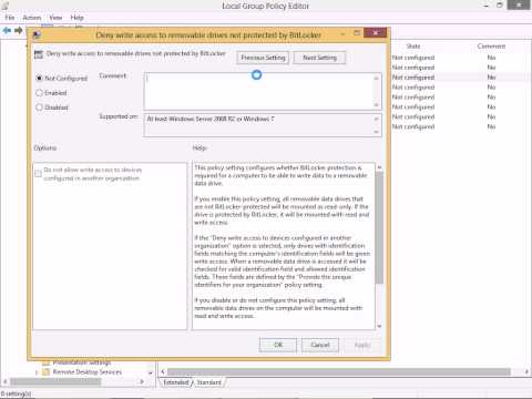 Windows 8.1: Protect Data on Removable Drives using Group Polices for BitLocker to Go