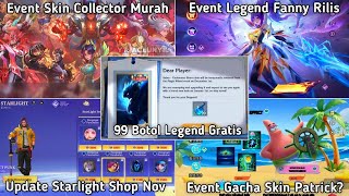 UPDATE 5 EVENT MOBILE LEGENDS! SKIN LEGEND FANNY RILIS, 99 BOTOL GRATIS, UPDATE STARLIGHT SHOP