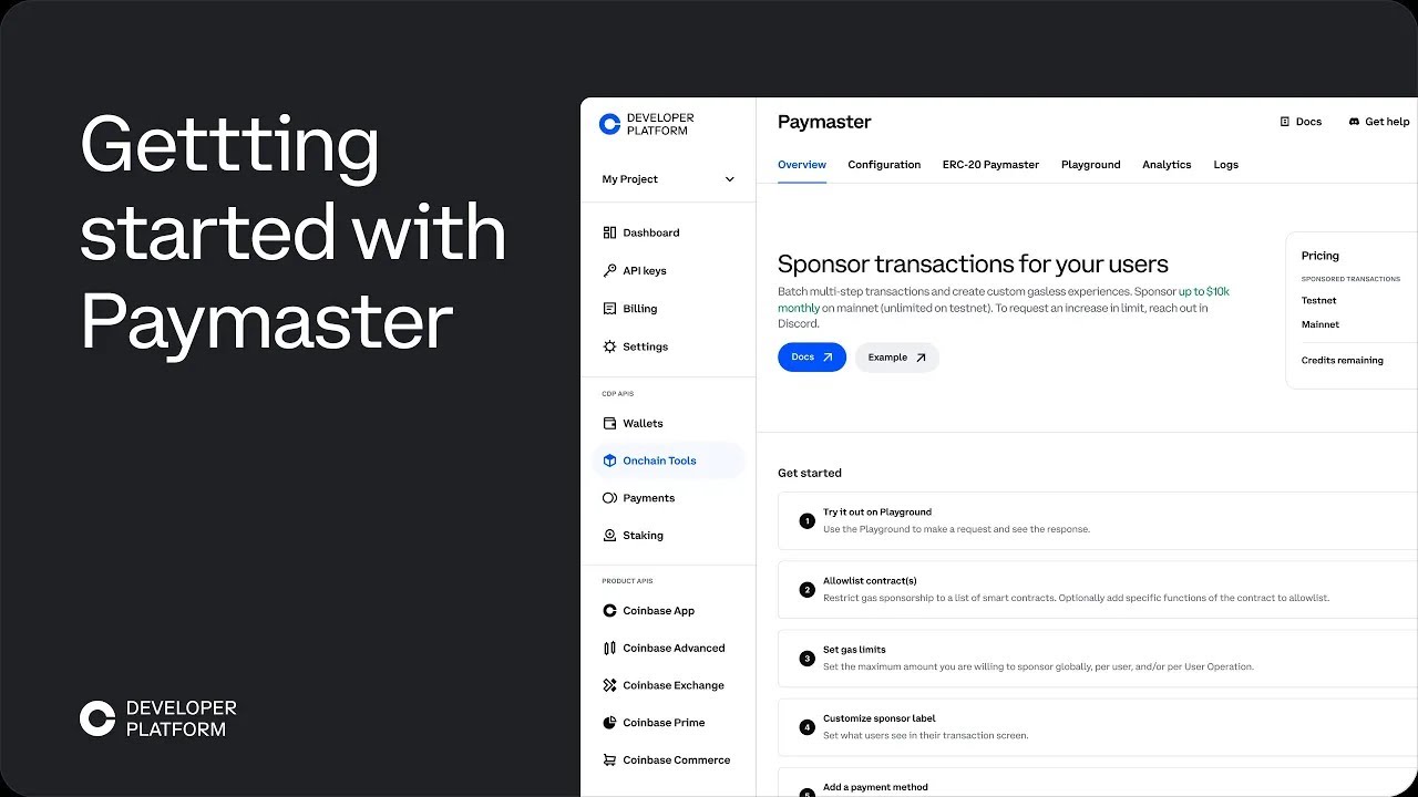 Getting Started with Paymaster - Coinbase Developer Platform (CDP ...