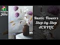 Rustic Flowers Still Life Step by Step Acrylic Painting Tutorial