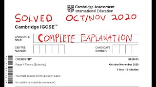 IGCSE CHEMISTRY 0620 OCT/NOV 43 2020| 0620/43/OCTNOV/2020 |SOLVED & EXPLAINED