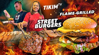 60 Pesos FlameGrilled STREET BURGER sa TAYUMAN | Manila Street Food | TIKIM TV