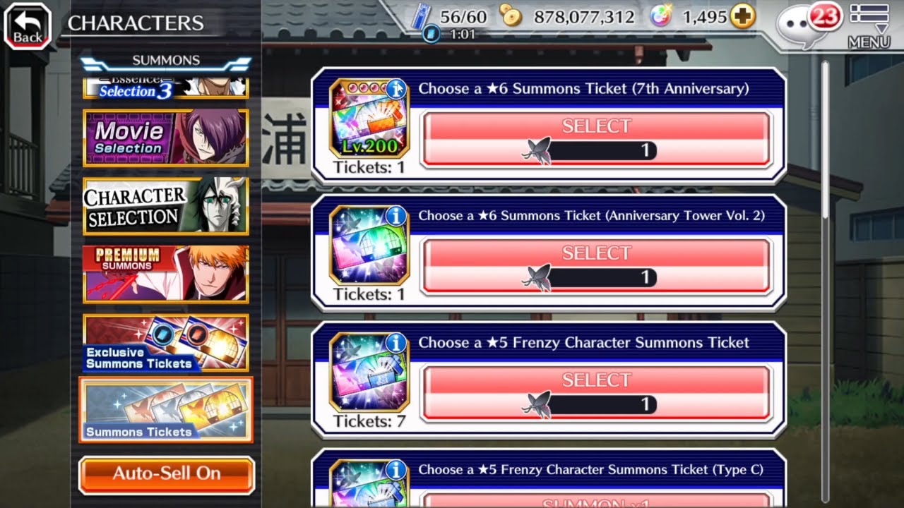 CHOOSE A 6 STAR 7TH ANNIVERSARY TICKET SUMMONS Bleach Brave Souls