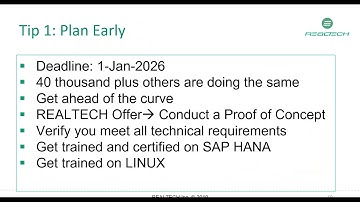 REALTECH 8 Tips for Moving to SAP HANA Webinar