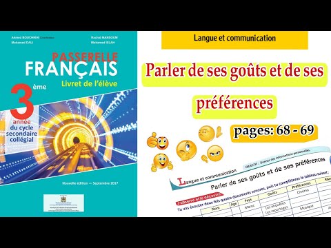 langue et communication |parler de ses goûts et de ses préférences page68| livret Passerelle 3ème AC