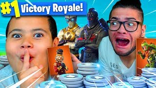 9 year old kid plays Fortnite for 50,000 V BUCKS!!! *NEW* SKIN IS INSANE! 9 YEAR OLD PLAYS SOLOS!