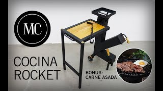 Rocket stove with folding table. DIY