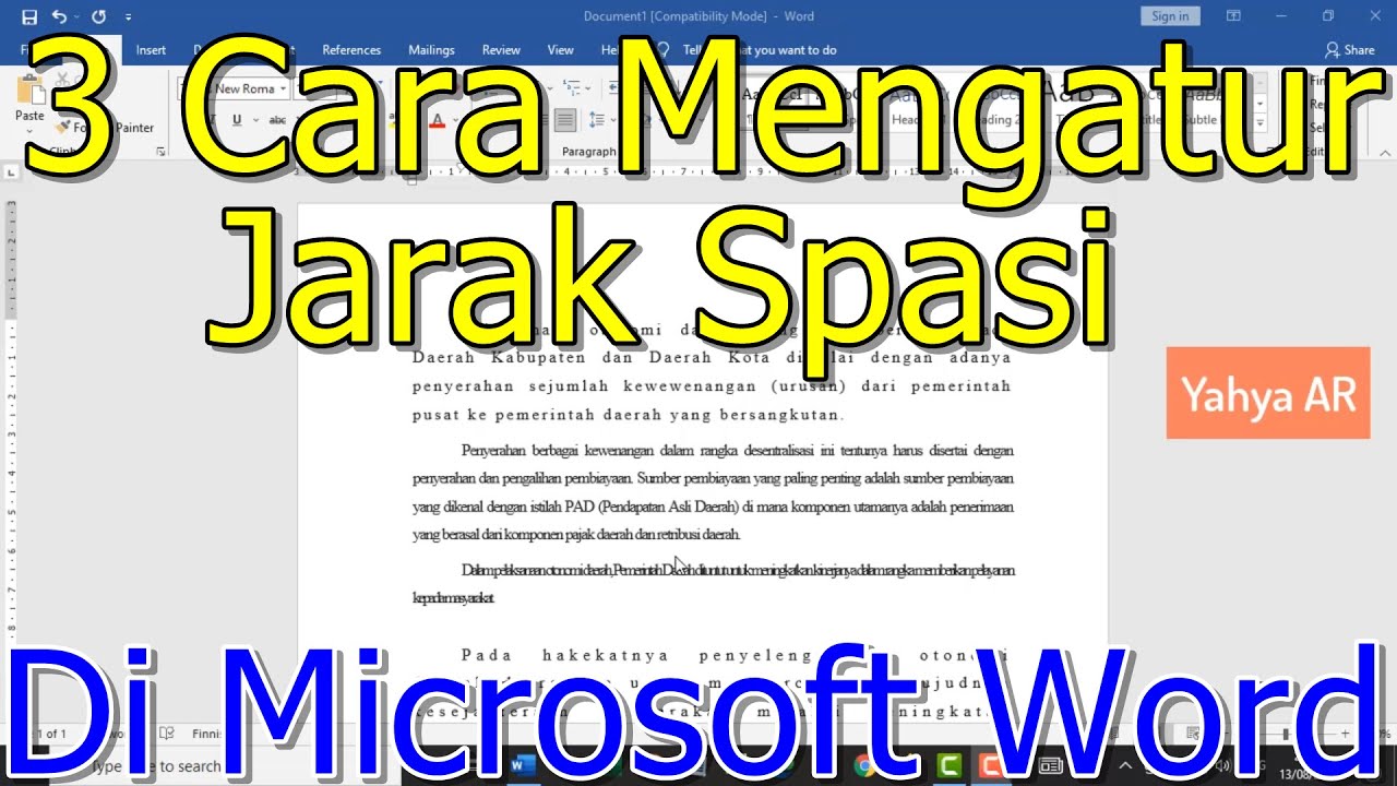 3 Cara Mengatur Jarak Spasi di Microsoft Word by Yahya AR