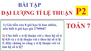 ĐẠI LƯỢNG TỈ LỆ THUẬN. BÀI TẬP SBT TOÁN LỚP 7 – P2