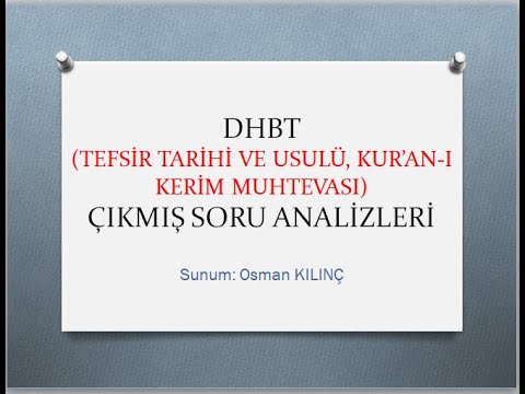 DHBT - TEFSİR KUR'AN I KERİM VE MUHTEVASI ÇIKMIŞ SORULAR ANALİZİ