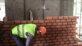 Construction new General Installation Brick Wall of floor building