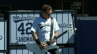 9/22/13: metallica performs "enter sandman," their hit song and
mariano rivera's entrance music, serenading mo's ceremony arrival
check out http://mlb.com/vi...
