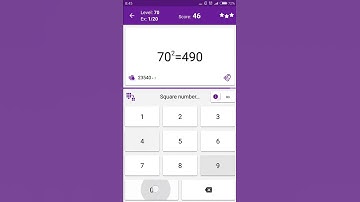 Math Tricks - Training mode - square numbers between 70 and 79 - level 070 (Number Keyboard)
