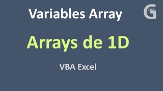 ✅ Variables Array ? de 1 dimensión en VBA Excel