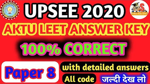 aktu leet 2020 answer key || aktu answer key || aktu || uptu || uptu answer key || uptuanswerkey2020