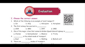 TRANSPORT - EVALUATION - UNIT 3  - TERM 2 - SOCIAL SCIENCE - EM - 4TH  STD
