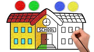 How To Draw A School Learn School Drawing And Coloring For Toddlers