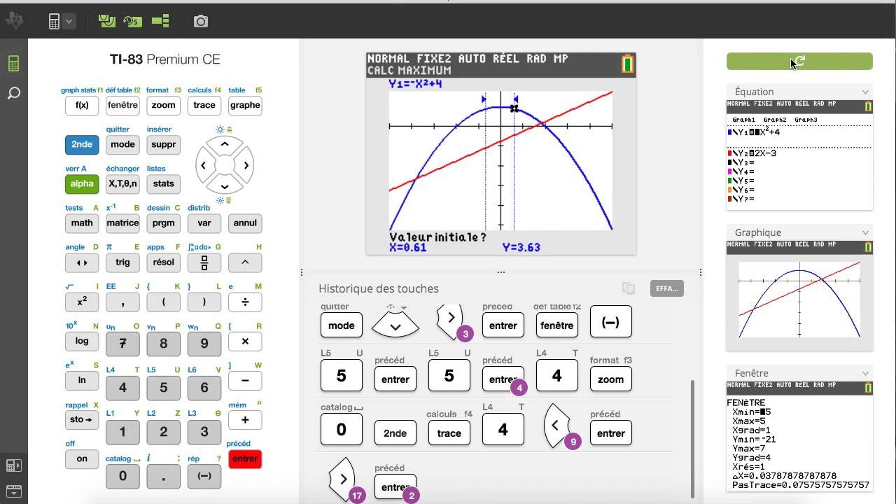Eléments d'une fonction avec la TI-83 Premium CE - YouTube