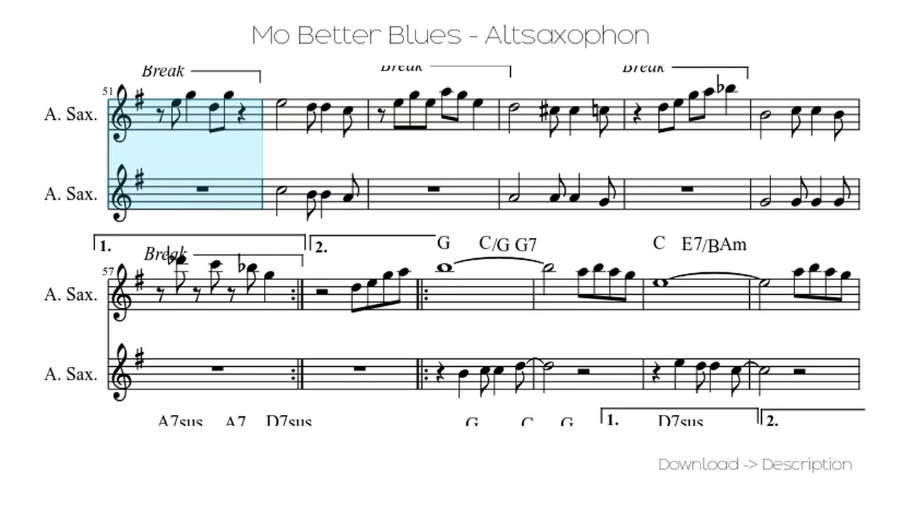 🎶 Mo Better Blues Altsaxophon 🎸🎸 YouTube
