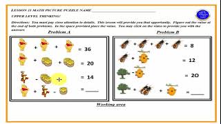 LESSON 21 MATH PICTURE PUZZLE