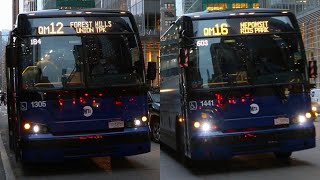 2021 Prevost X3-45s #1441 on the QM16 / #1305 on the QM12 at 6th Avenue and 44th Street