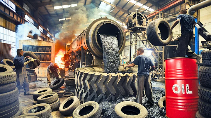 Full Process Of Recycling Tires into Oil | Extracting Black Oil From Old Tires