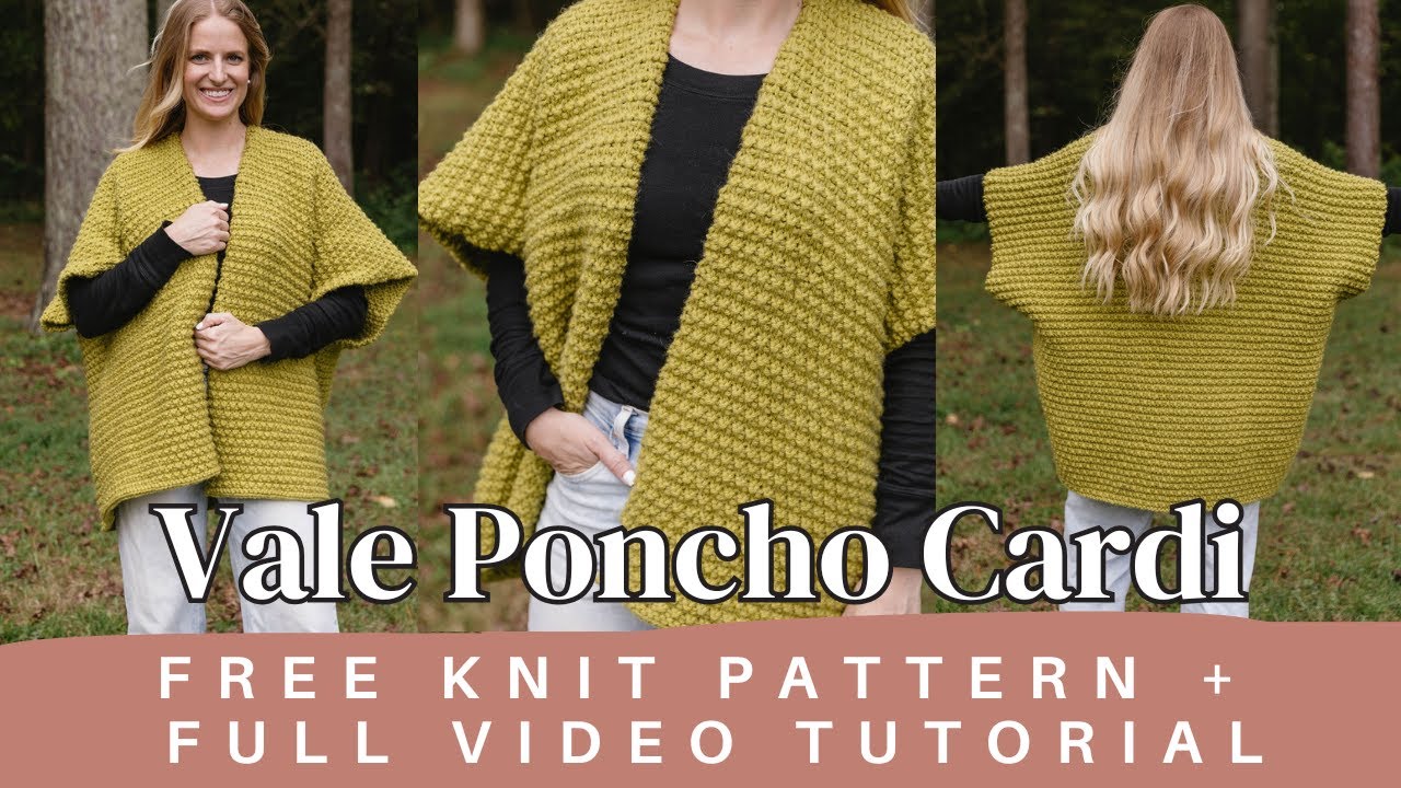 Easy Knit Poncho Cardigan for Beginners - Vale Poncho Cardi - YouTube
