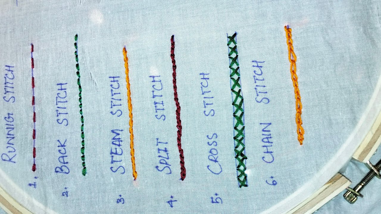 6 Basic Hand Embroidery Stitches Sampler For Absolute Beginners🧶|part 1 ...