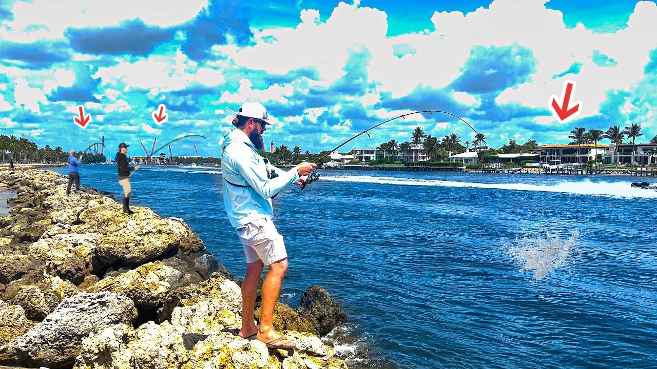 Everyone Hooked GIANTS At This South Florida Jetty! YouTube