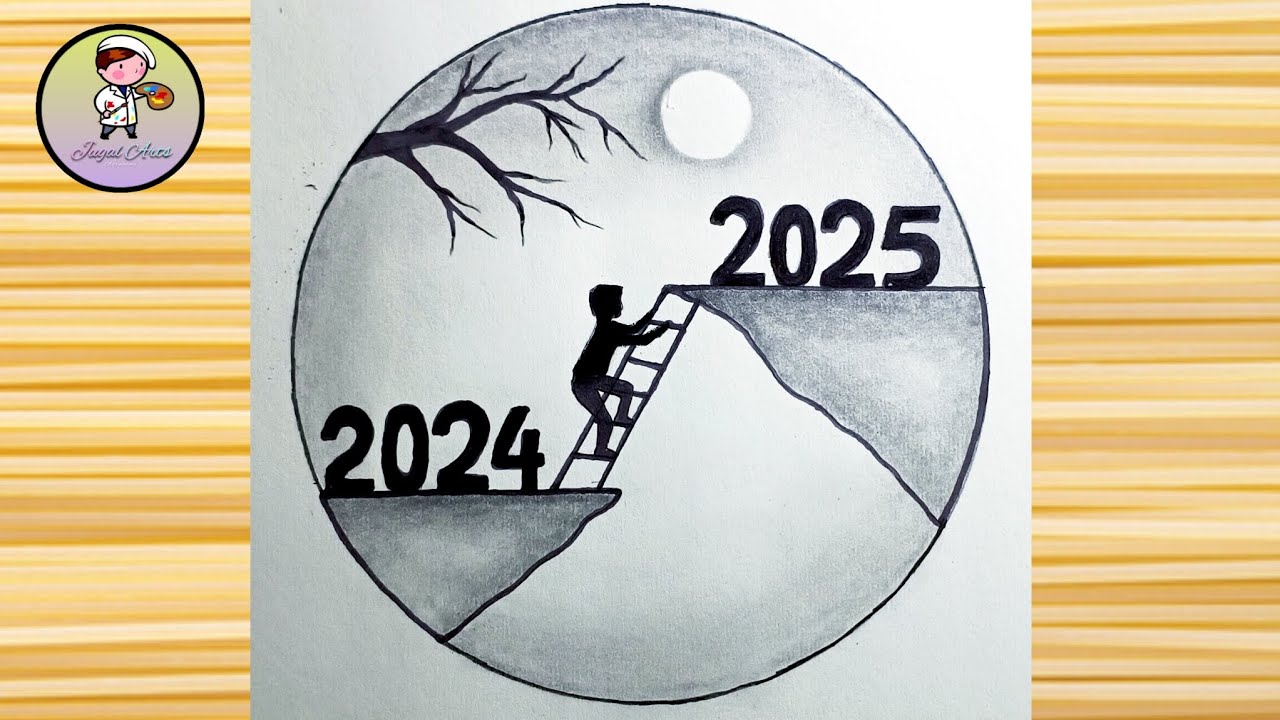 How To Draw New Year Drawing 2025 Happy New Year Drawing 2025 Very Maxresdefault