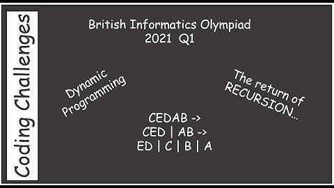 British Informatics Olympiad (BIO) 2021 Q1 Dynamic Programming & Recursion