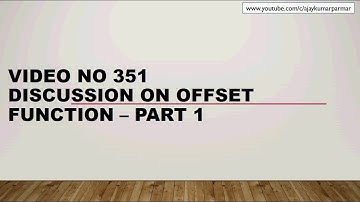 Learn Excel - Video 351 - OFFSET Function Introduction - Part1