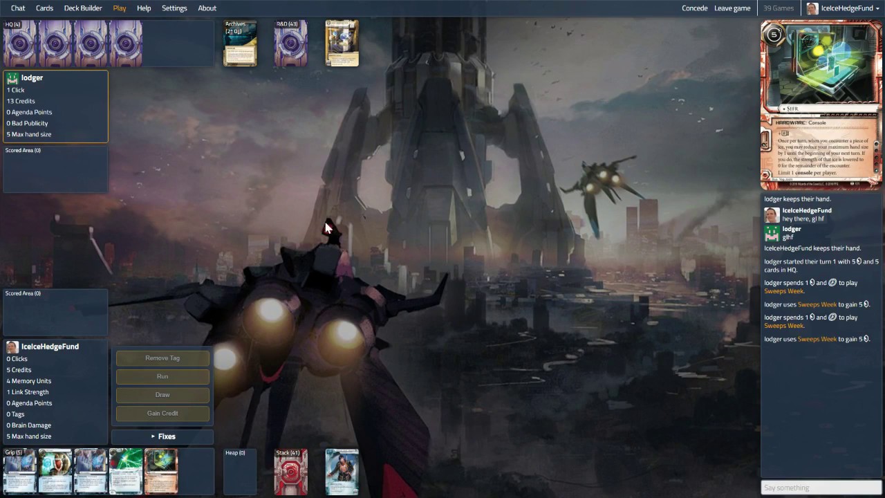 Netrunner - Sifr Geist (sabre0001) vs Classic Sol (lodger)