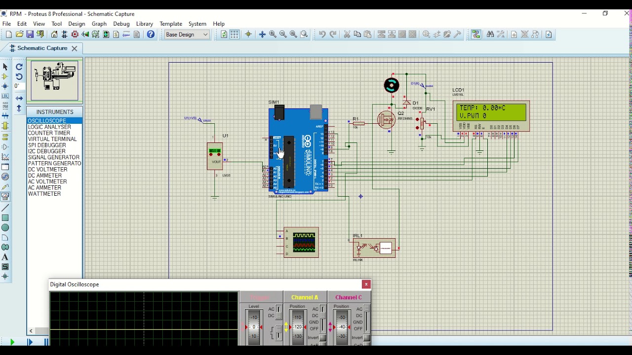RPM DE UN MOTOR DC CON SENSOR DE TEMPERATURA(LM35) PROTEUS - YouTube