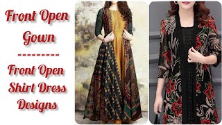 Front Open Shirt Dress Designs Stylish Front Open Gown Double Shirt Dress Designs 2021