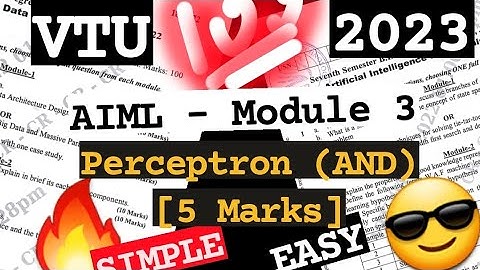 Perceptron (AND function) EASY💯SUPER TRICKS 2023 EXAM🤩🎯NEW UPDATE 🔥🔥🔥7SEM CSE ISE #vtu #aiml #2023