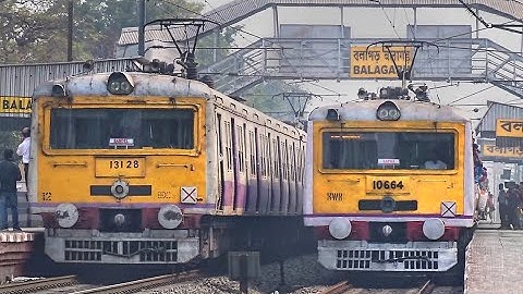Perfect Side by Side Similar Model EMU Local Trains Crossing | Bandel-Katwa-Bandel EMU Crossing | ER