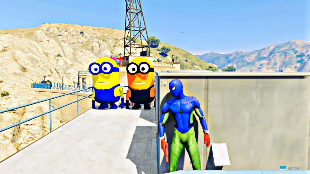GTA 5 Spiderman Vs Colourful Minions Ragdolls Ep 71