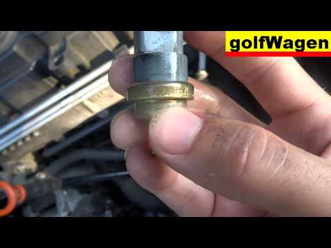 VW Golf 5 how to change coolant temperature sensor on radiator outlet