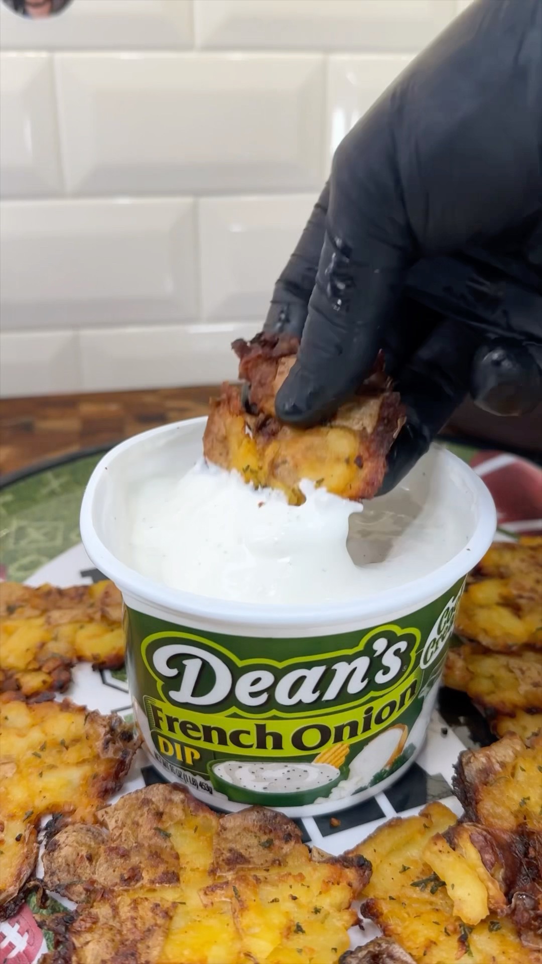 Smashed potatoes with Dean’s Dip ? #shorts