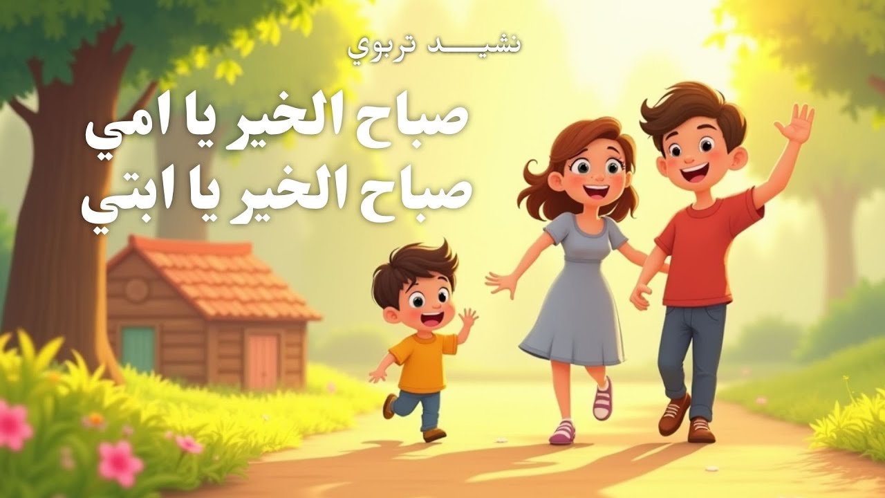 نشيد 🎵 صباح الخير يا امي صباح الخير يا ابتي ( مع الكلمات ) 🎵| الاطار ...