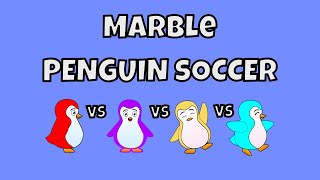 Marble Race Penguin Soccer - Red vs Naples Yellow vs Purple vs Aquamarine