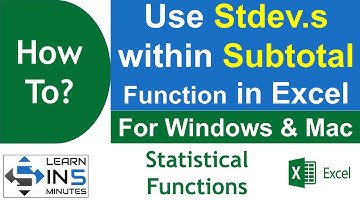 How to use Stdev.s (Standard Deviation) within Subtotal Function in MS Excel | Learn in 5 Minutes