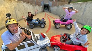 Racing TOY CARS Through Down Hill TUNNELS