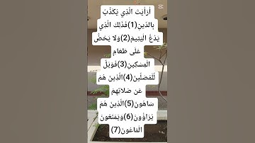 سورة الماعون.(أَرَأَيْتَ الَّذِي يُكَذِّبُ بِالدِّينِ.)