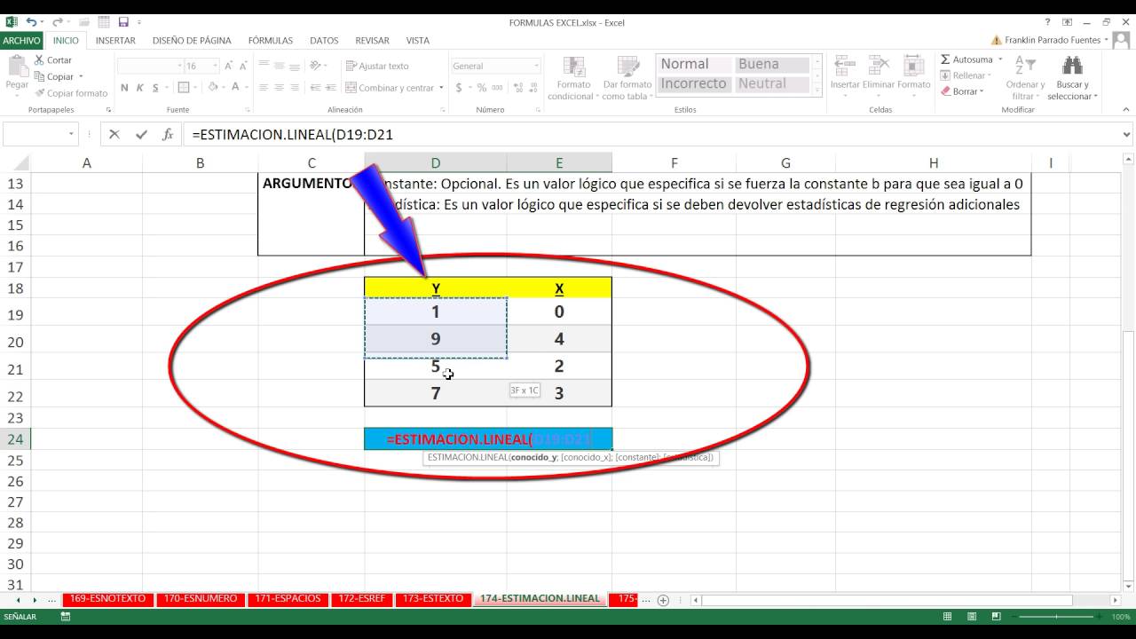 Función ESTIMACION.LINEAL Excel 2013: 174 de 449 HD - YouTube