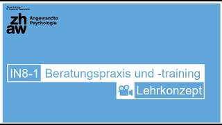 ZHAW P | IN8-1 Beratungspraxis und -training – Tutorial Lehrkonzept