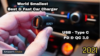AUKEY - Best & Fast Dual Port, Car Charger Adapter with PPS QC Charging - YouTube